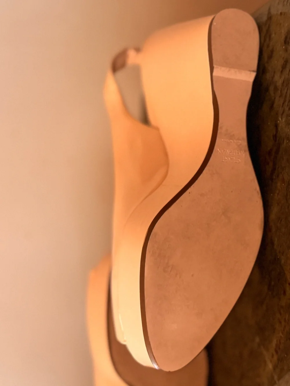 Stuart Weitzman Patent Peep-Toe Slingback Wedge Heels Made in Spain size 10